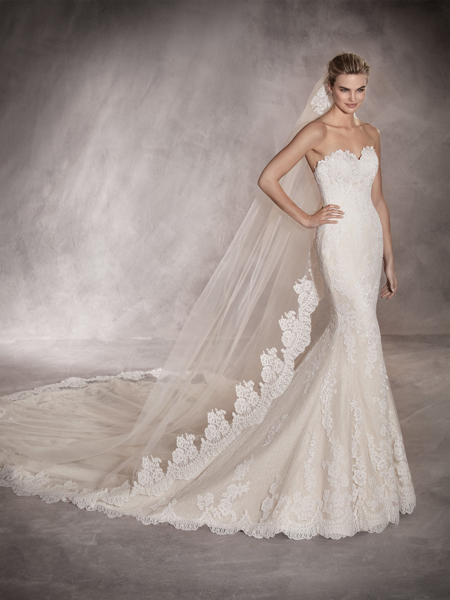 Embroidered Fit-and-Flare Gown With Slit | Kleinfeld Bridal
