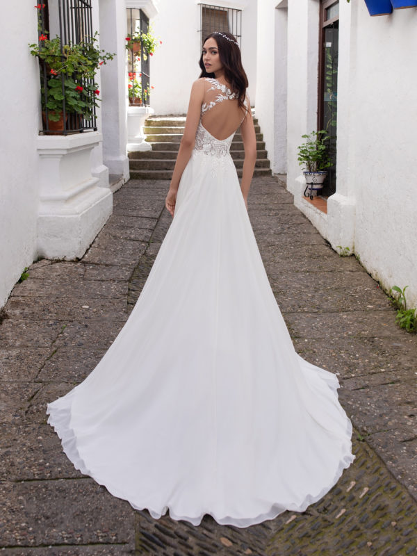 Eridani wedding dress by Pronovias bridal back view full