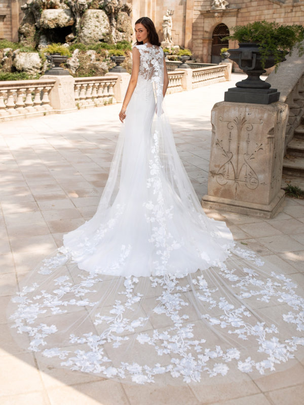 Drail wedding dress by Pronovias Bridal back view