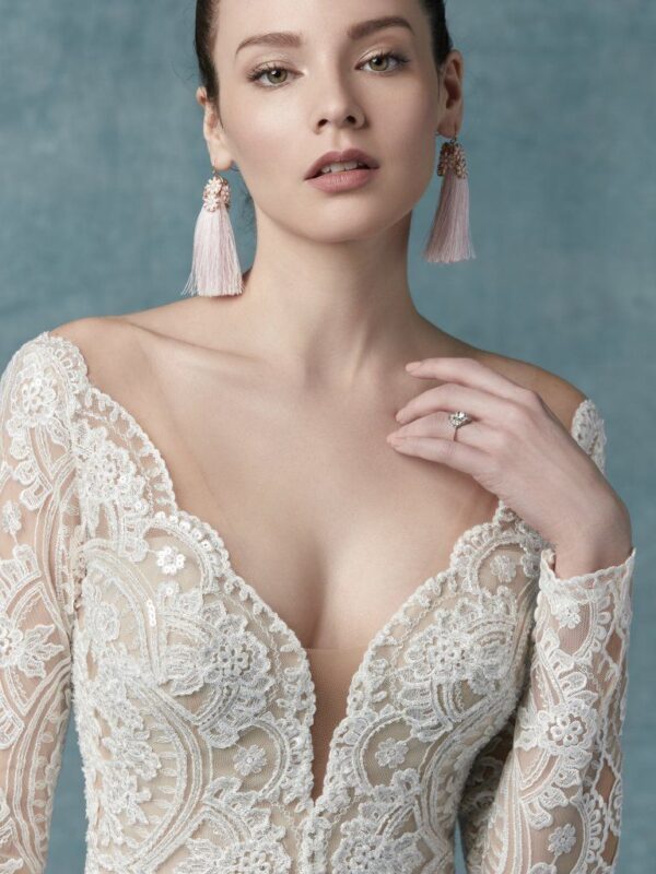 Mallory Dawn wedding dress by Maggie Sottero close up