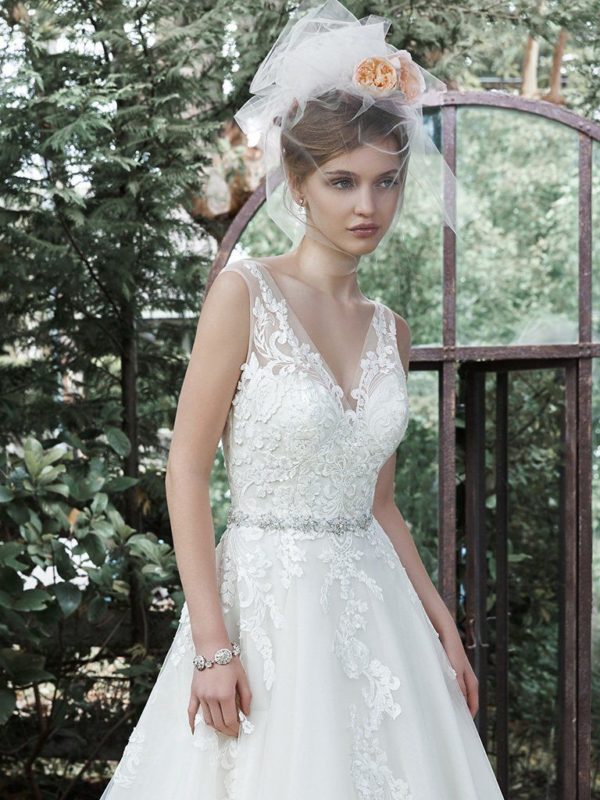Sybil wedding dress by Maggie Sottero close up