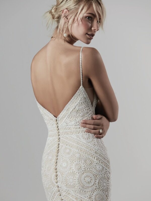 Fielding by sottero and Midgley wedding dress back view close up