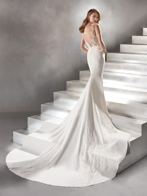 Vicenta wedding dress by Pronovias Atelier Bridal view 2 back