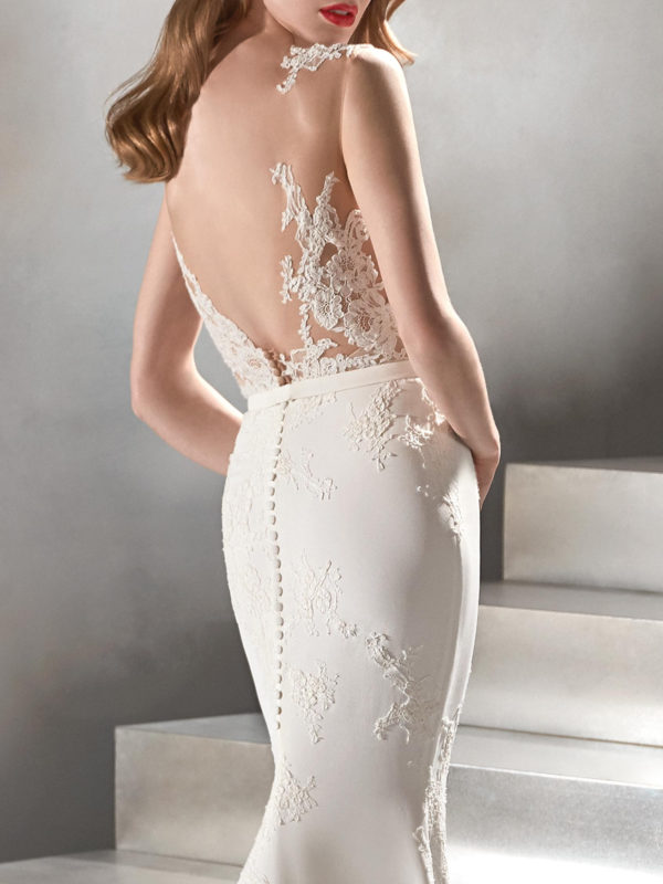 Vicenta wedding dress by Pronovias Atelier Bridal view 3 back