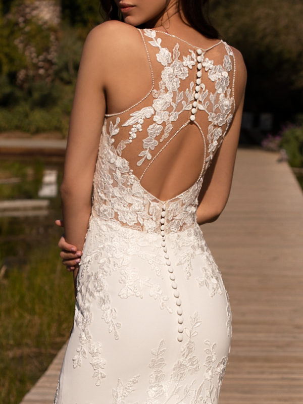 Alcyone wedding dress by Pronovias Bridal back close up