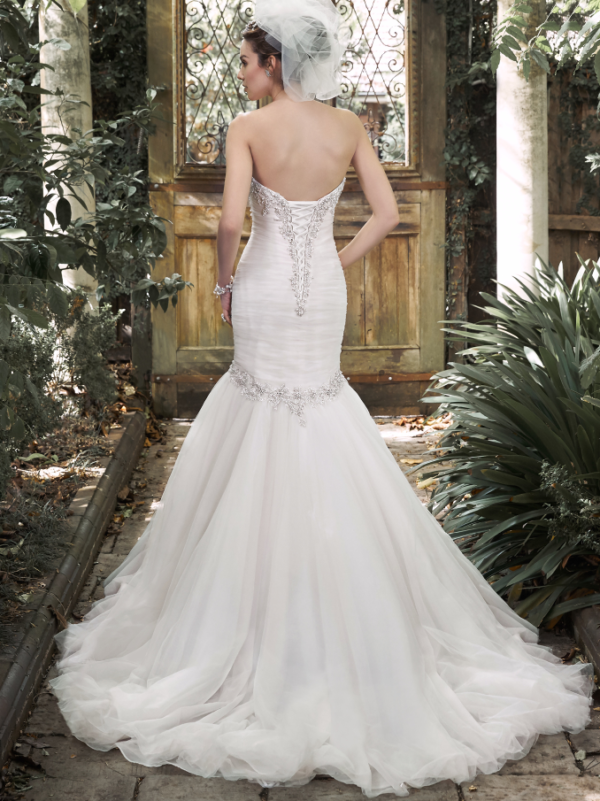 Back view of Cerise wedding dress by Maggie Sottero