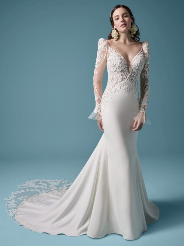 Nikki by Maggie Sottero front view with sleeves