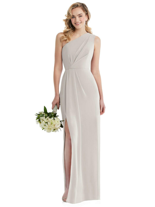 8156 by Dessy After Six Draped bodice column bridesmaid dress drapey flowy dress wedding guest dresses front view