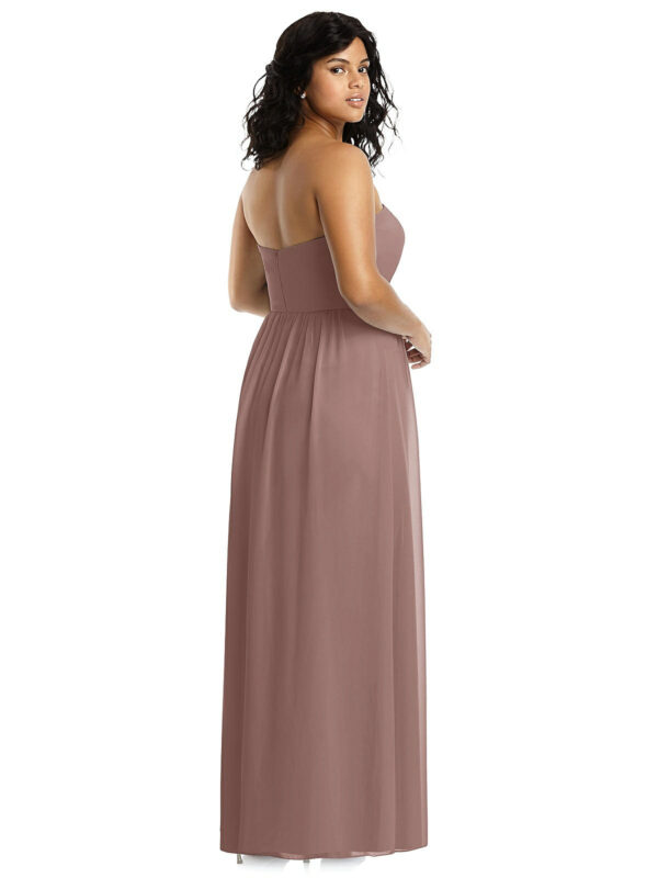 8159 by Dessy After Six strapless bridesmaid dress strapless dresses with a slit gathered bodice bridesmaid dress back view