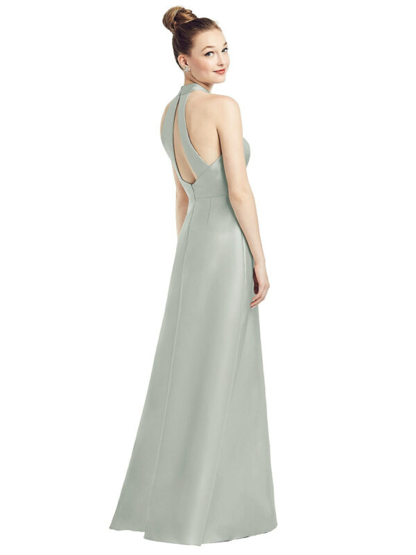 D772 by Alfred Sung High Neck Cut-Out Satin Bridesmaid Dresses Wedding Guest Dresses Satin twill back view