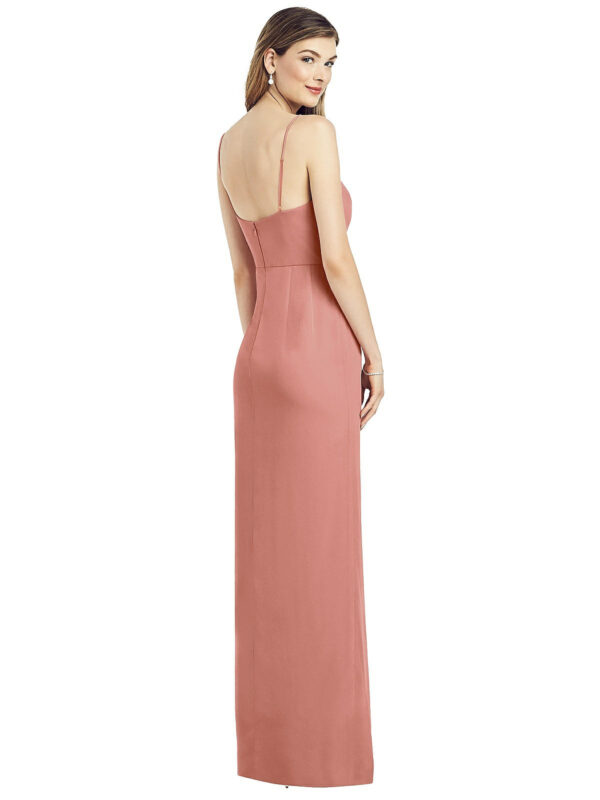 6820 by Dessy After Six Spaghetti Strapped Draped Dress with Slit wedding guest dress dresses
