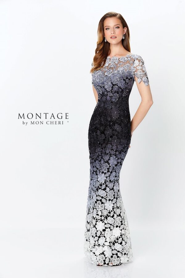 119958 Montage mother of the bride dress black and white ombre