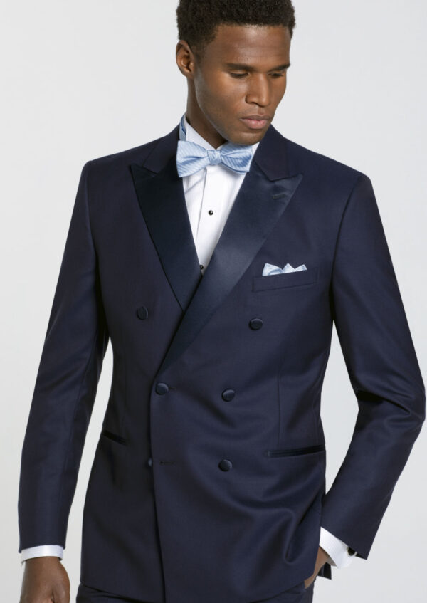 navy double breasted tux by Ike Behar