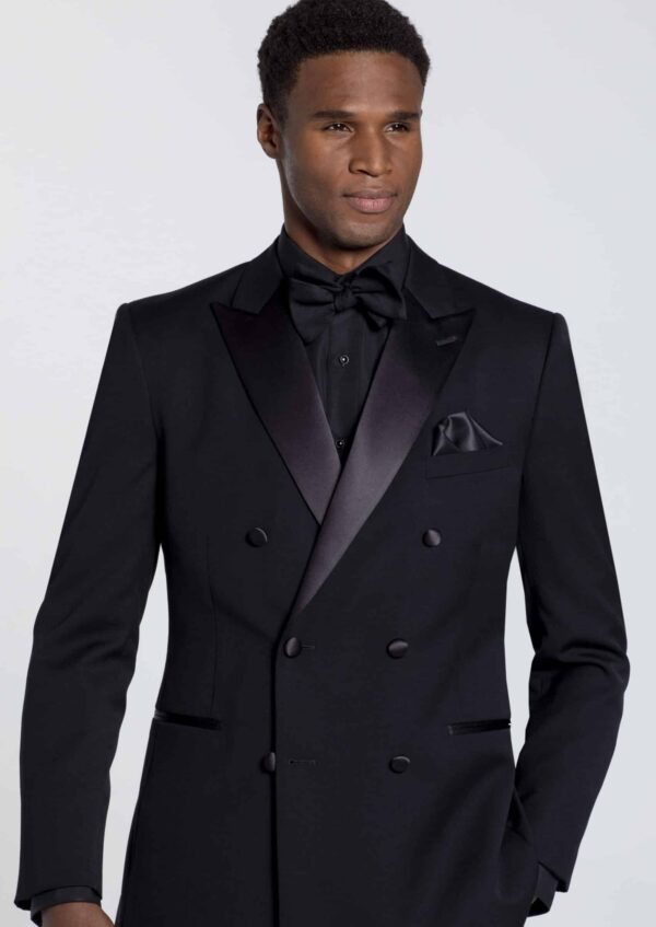 romeo black tux with double breasted front