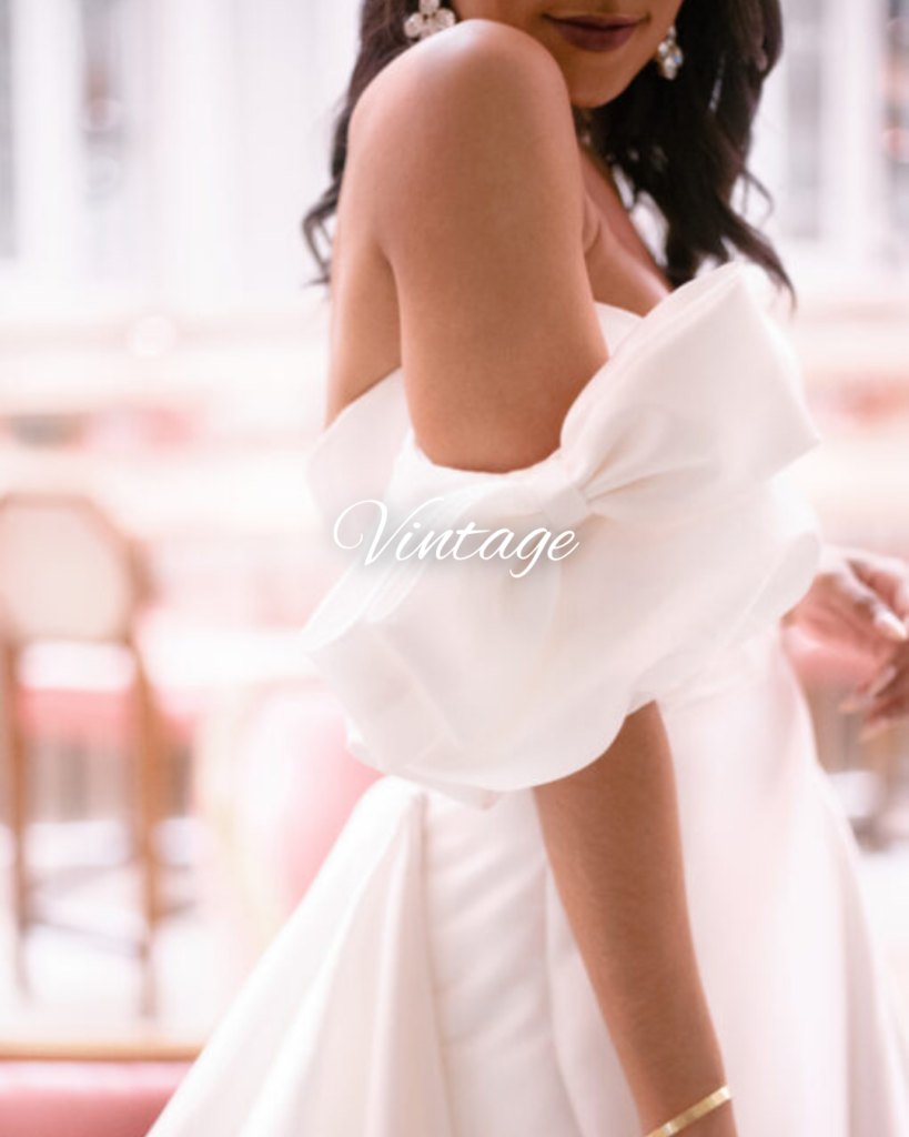 Vintage wedding dress vibe, style description