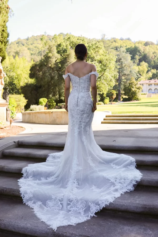 Picture of D3960 wedding dress back and train