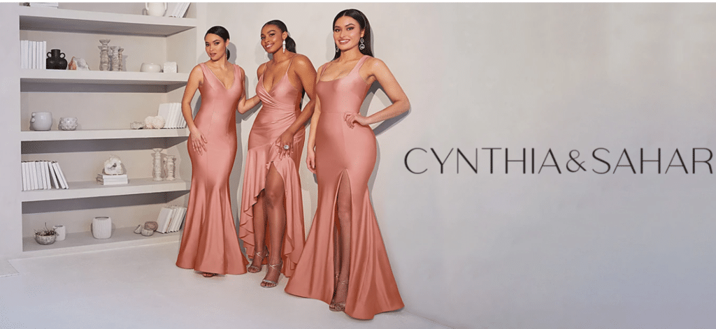 Picture of new collection of bridesmaid dresses in stretch satin