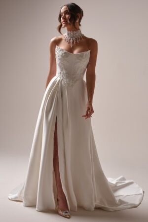 Amadora Satin Strapless Wedding Dress by Sottero & Midgley Front View3
