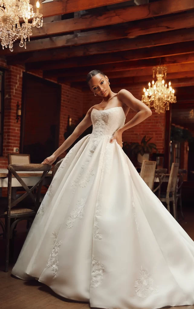 D4265 Essense of australia wedding dress strapless mikado ballgown