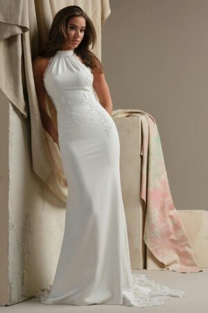 Spokane by Maggie Sottero High neck halter wedding dress