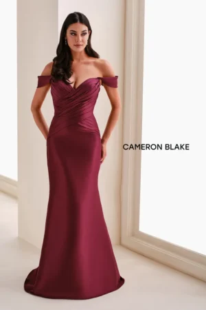 CB828 Cameron Blake Sweetheart Mikado Mermaid Gown w/ Back Buttons Mother of the Bride or Groom Dress at Precious Memories Shown in burgandy