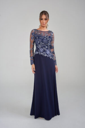 green emerald velvet dress Jovani 09943 Mother of the Bride Embroidered A Line Dress – The Dress Outlet main image 0
