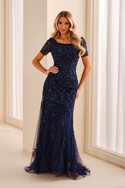 CB450 Cameron Blake mother of the bride or groom dress in navy