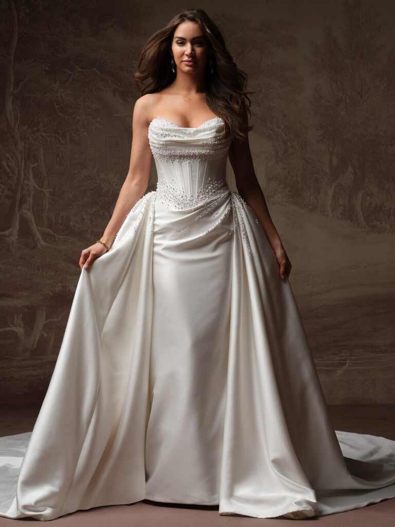 Melissa Royal by Maggie Sottero Wedding Gown Front With Detachable Train