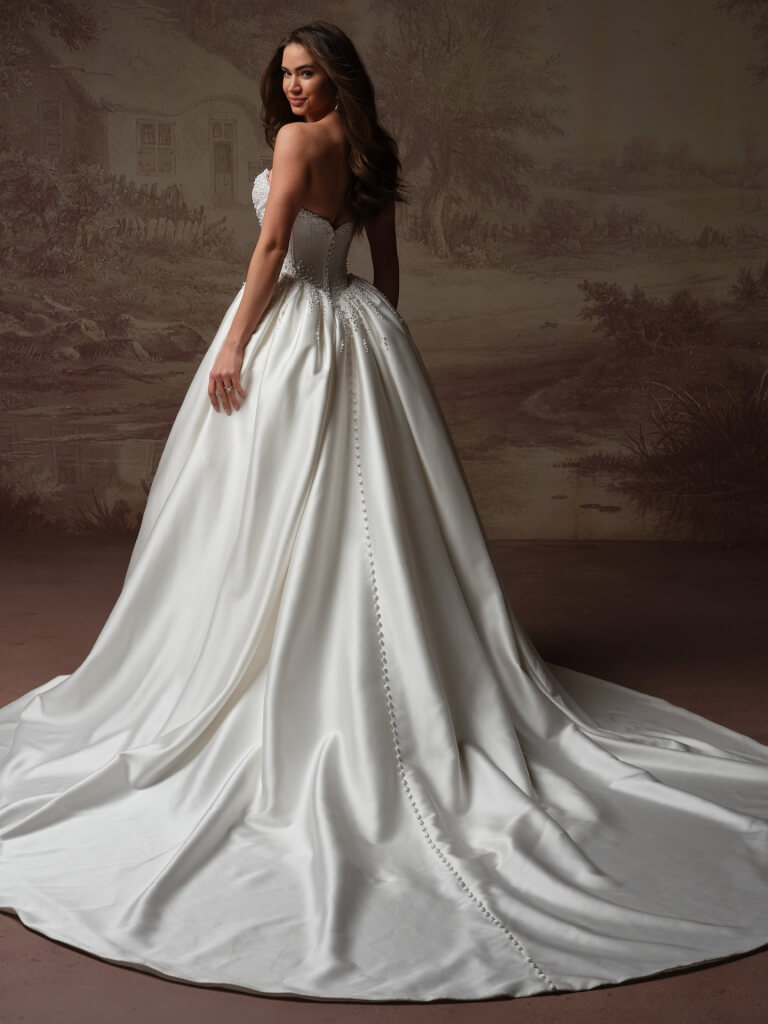 Melissa Royal by Maggie Sottero Wedding Gown Back With Detachable Train