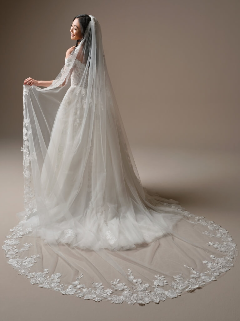 Verina by Maggie Sottero Wedding Gown Front Portrait With Veil