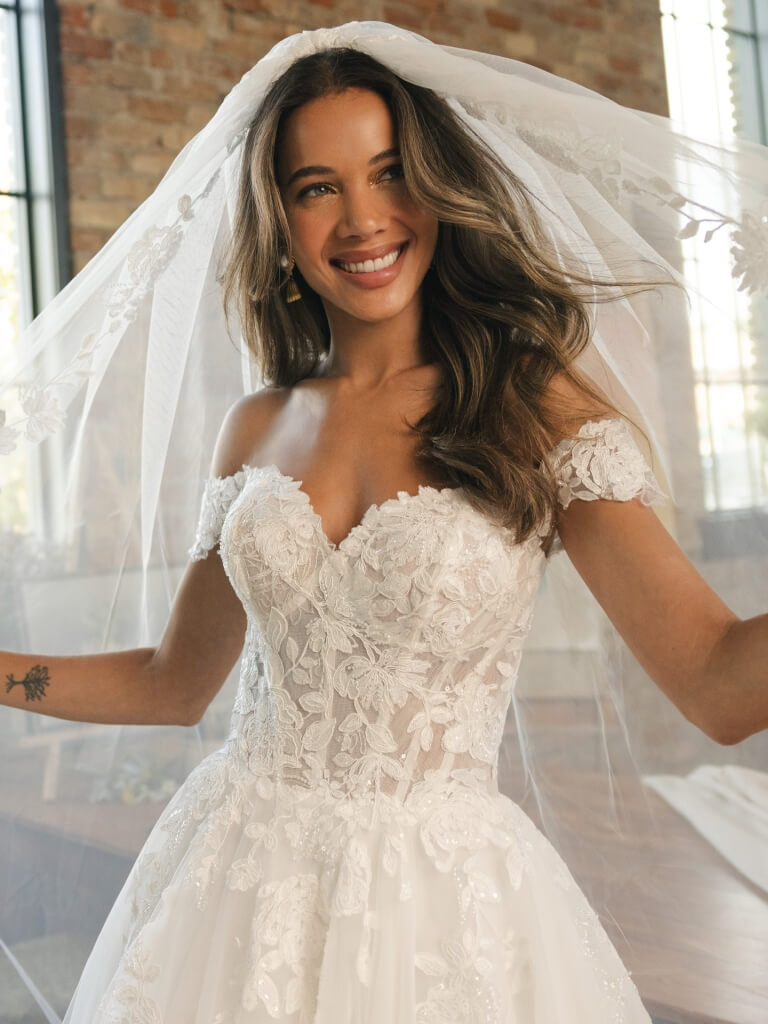 Verina by Maggie Sottero Wedding Gown Front Zoom With Veil
