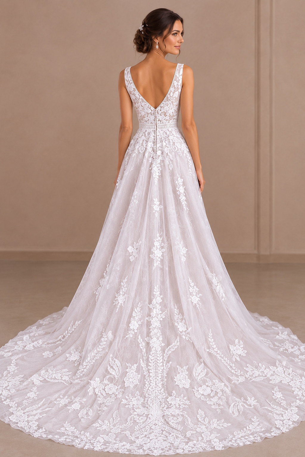 Maria by KC Couture lace wedding dress back