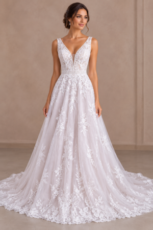 Maria by KC Couture lace wedding dress without sleeves
