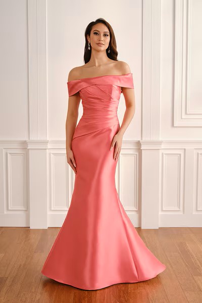 87051 UM203 Mikado mother of the bride or groom dress shown in coral