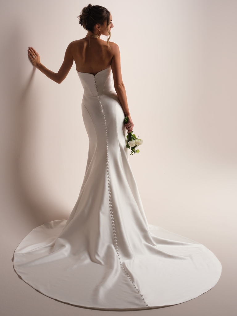 Giselle Lane by Sottero and Midgley, a division of Maggie Sottero, satin draped wedding dress back view
