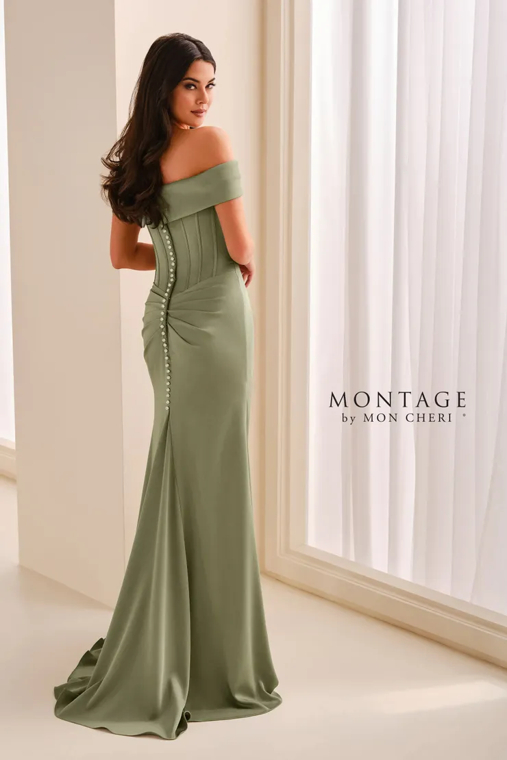 M3212 Montage Mother of Bride Sage Green Dress Back View