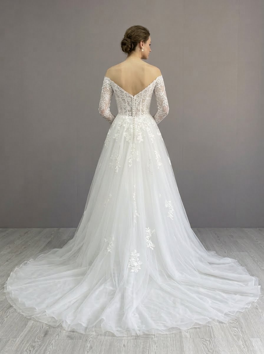 Cynthia Wedding Dress by Kc Couture at Precious Memories, Malden back view