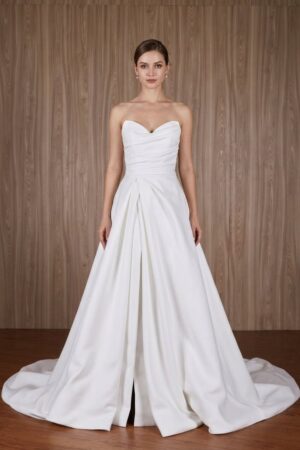 Eve matte satin strapless sweetheart neckline Wedding Dress by Kc Couture at Precious Memories, Malden