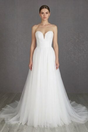 Kaylee toule strapless sweetheart a-line Wedding Dress by Kc Couture at Precious Memories, Malden
